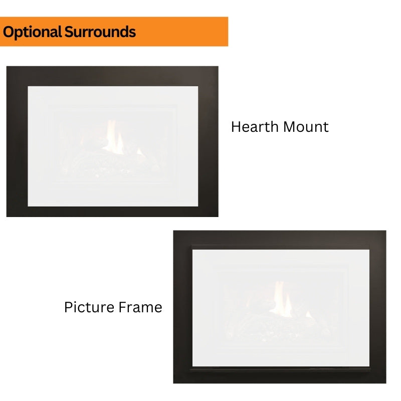Kingsman ZCV34 34" Zero Clearance Clean View Direct Vent Gas Fireplace | Tempered Glass