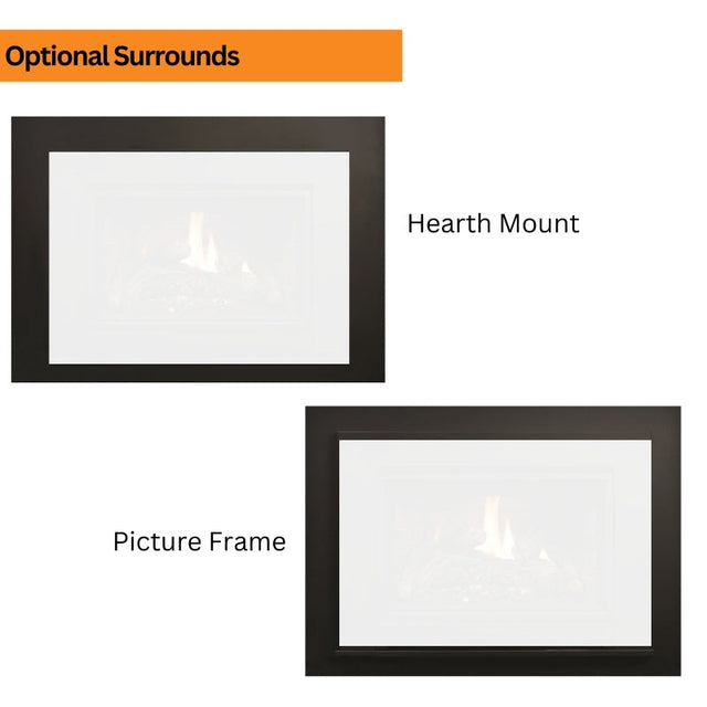 Kingsman ZCV34 34" Zero Clearance Clean View Direct Vent Gas Fireplace | Ceramic Glass