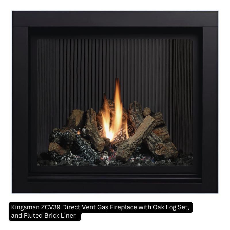 Kingsman ZCV39 39" Zero Clearance Clean View Direct Vent Gas Fireplace | Ceramic Glass