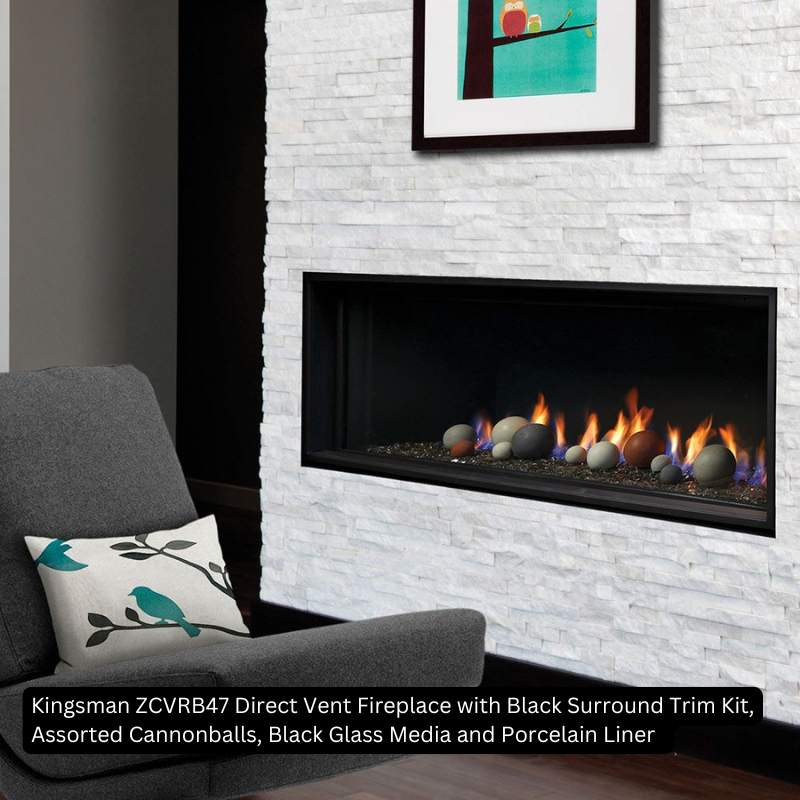 Black Surround Trim Kit (1.5" W) for Kingsman Linear Direct Vent Fireplaces