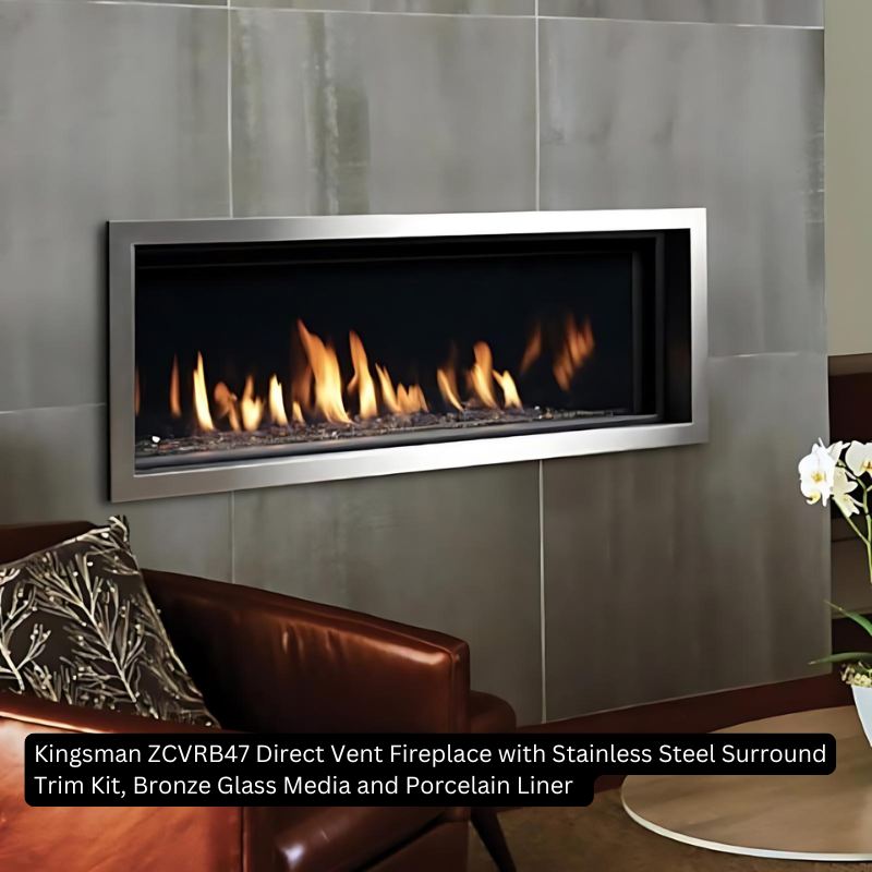 Stainless Steel Surround Trim Kit (1.5" W) for Kingsman Linear Direct Vent Fireplaces