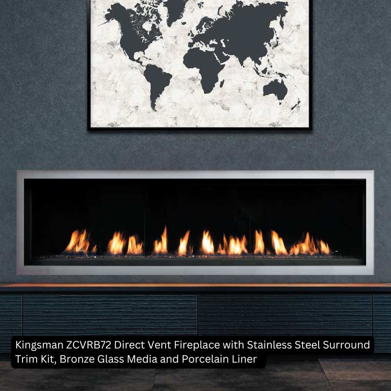 Stainless Steel Surround Trim Kit (1.5" W) for Kingsman Linear Direct Vent Fireplaces