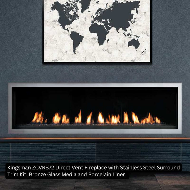 Stainless Steel Surround Trim Kit (1.5" W) for Kingsman Linear Direct Vent Fireplaces