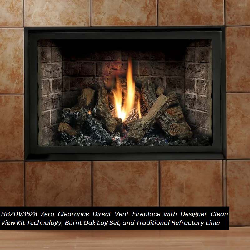 Kingsman HBZDV4224 42" Zero Clearance Louvered Direct Vent Gas Fireplace