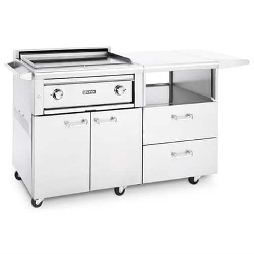 Lynx | Asado 30" Gas Flat Top Grill on a Mobile Kitchen Cart