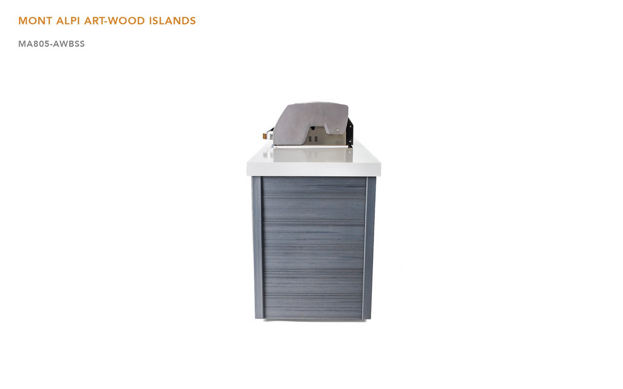 Mont Alpi 6-Burner Black Stainless Steel Gas Grill W/ 6.5FT Outdoor Kitchen Island Grill & Refrigerator - MA805-AWBSS