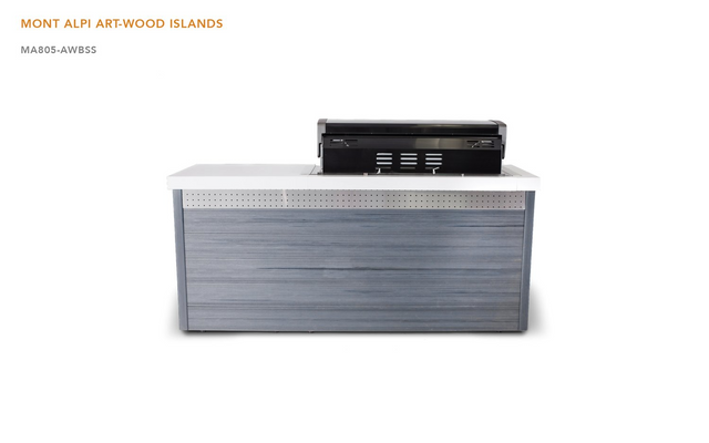 Mont Alpi 6-Burner Black Stainless Steel Gas Grill W/ 6.5FT Outdoor Kitchen Island Grill & Refrigerator - MA805-AWBSS