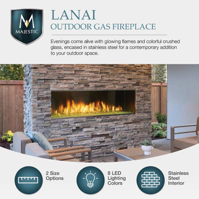 Majestic Lanai 48" See Thru Outdoor Linear Vent Free Gas Fireplace