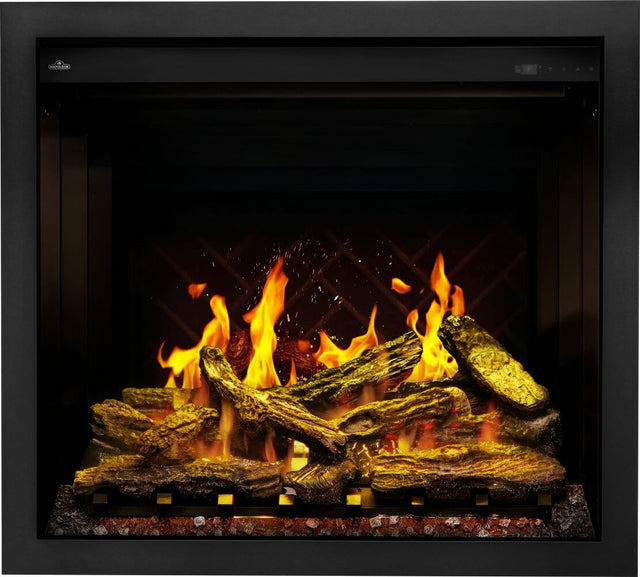 Napoleon Elevation X 36 Electric Fireplace - wood flame with gold top lighting