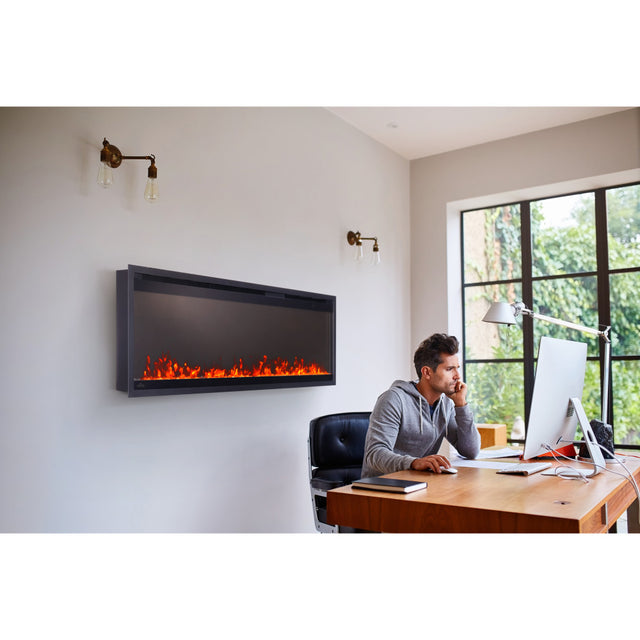 Napoleon Astound SlimMount 50 NEFL50AS office installation with clear glass embers