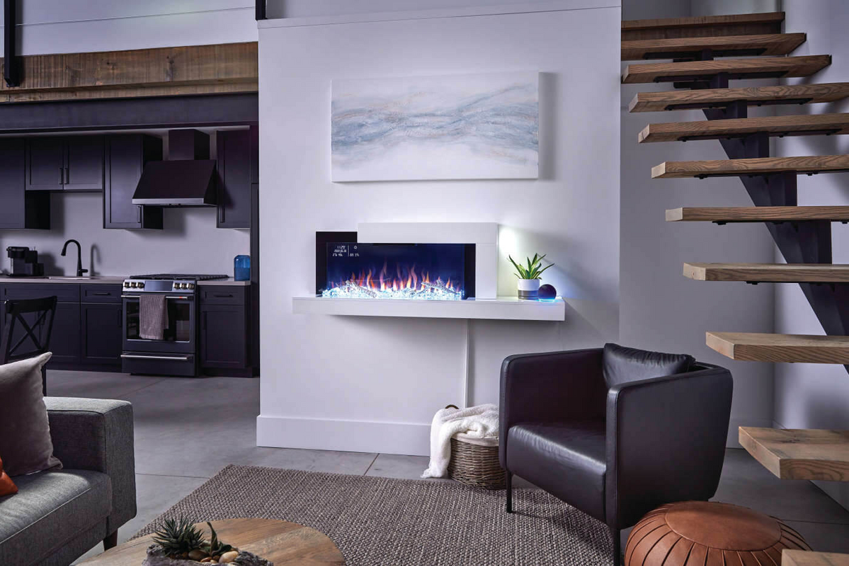 Napoleon Stylus Cara Elite Wall-Mount Electric Fireplace with White Surround Mantel
