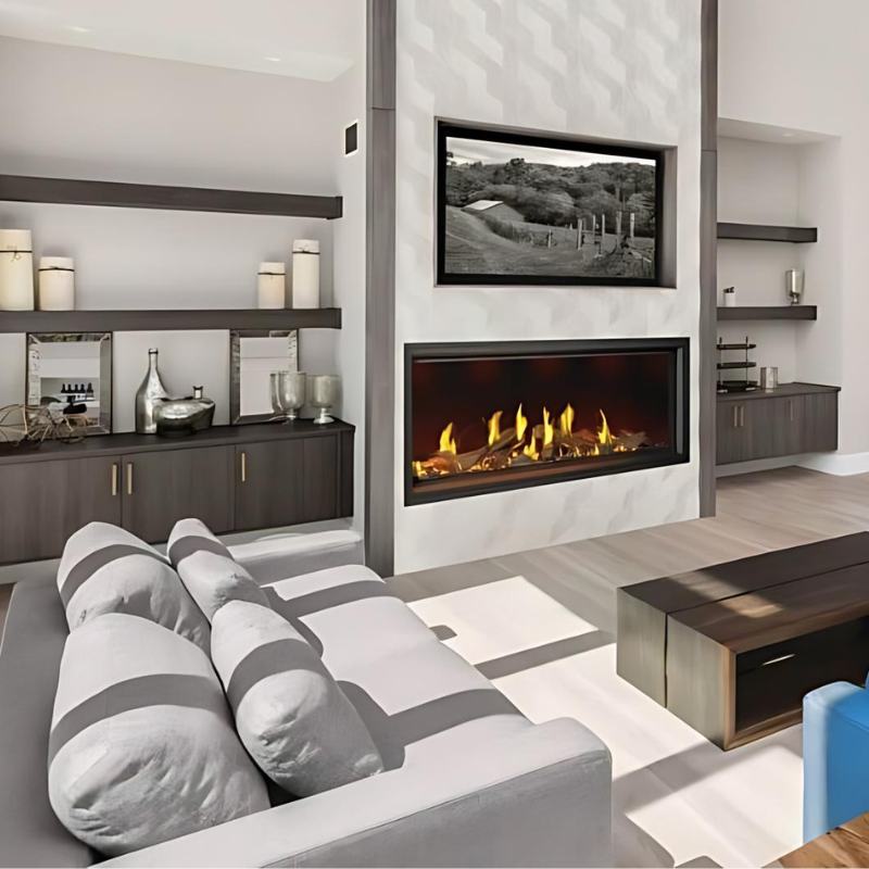 Napoleon Tall Vector with Luminous Logs 74" Direct Vent Linear Gas Fireplace | TLV74LN