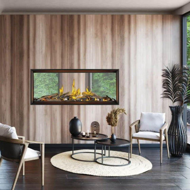 Napoleon Tall Vector with Luminous Logs 74" See Through Direct Vent Linear Gas Fireplace | TLV74LN2