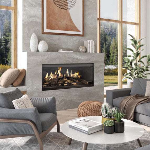 NetZero Fire E-One 130F 3D Electric Fireplace - Front - AA-11-05387 featured in a bright, contemporary living space with natural light and stylish decor.