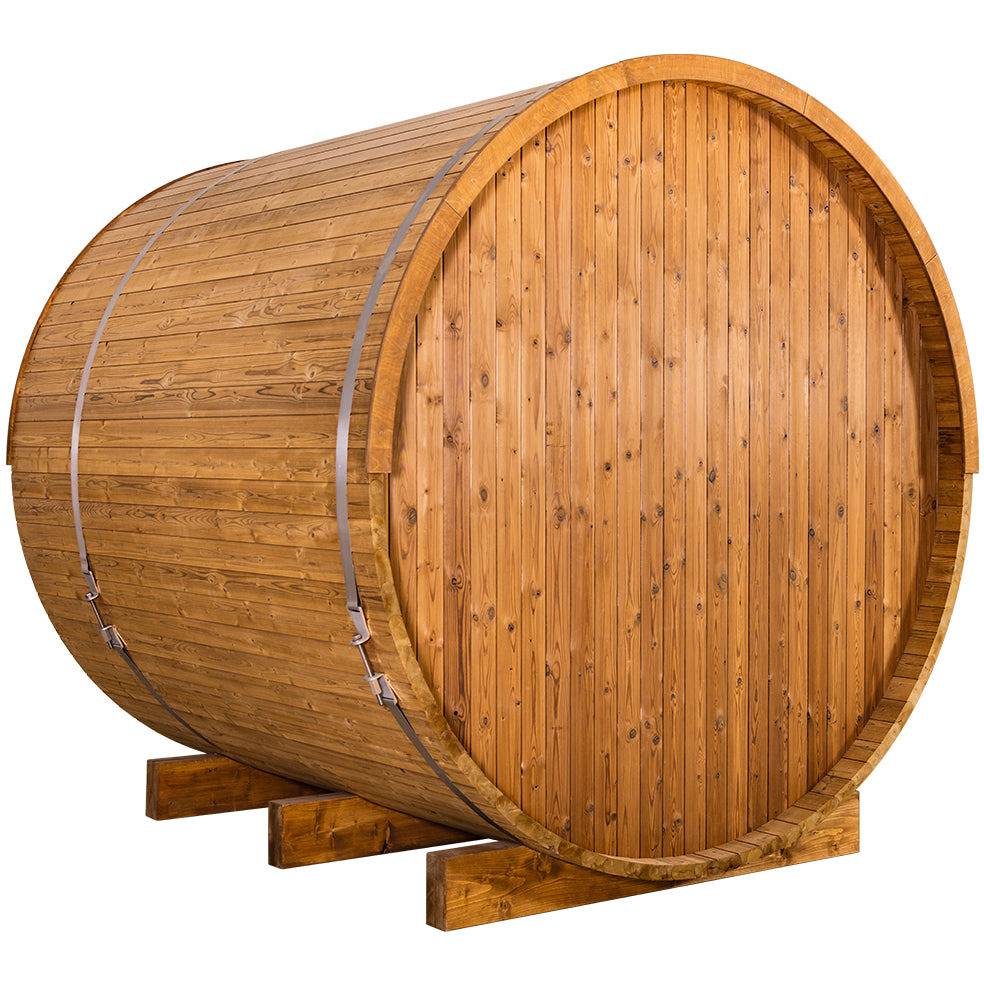 Thermory 4 Person Barrel Sauna No 61 DIY Kit with Porch & 7.5kw Heater