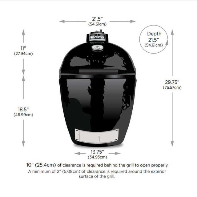 Primo 21.5 Inch Ceramic Kamado Grill Freestanding With Cradle & Side Shelves - PGCRC