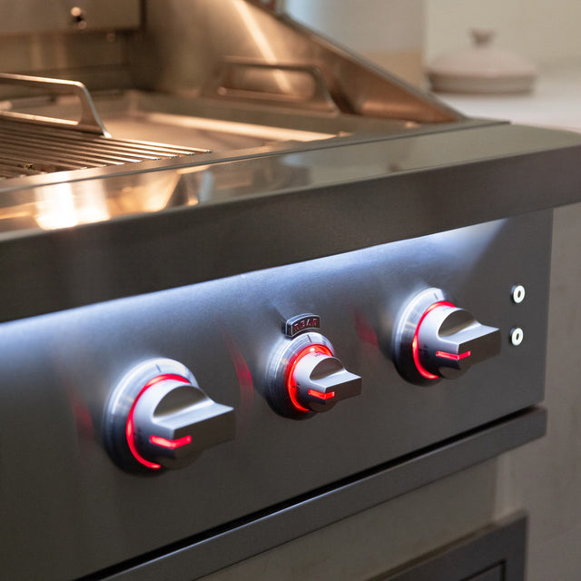 Summerset Quest Built-In Gas Grill installed in an outdoor kitchen island