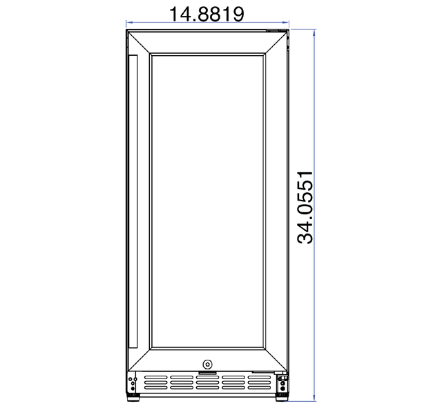 Summerset RFR-15G 15-Inch Outdoor Refrigerator - front dimensions diagram
