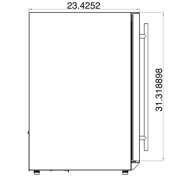 Summerset RFR-15G 15-Inch Outdoor Refrigerator - side dimensions diagram
