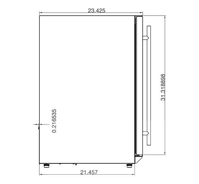 Summerset RFR-15WD 15-Inch Dual Zone Wine Cooler - side dimensions diagram