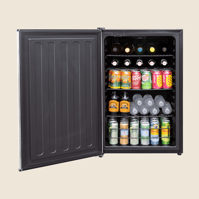 Summerset RFR-22S Outdoor Compact Refrigerator - door open and stocked