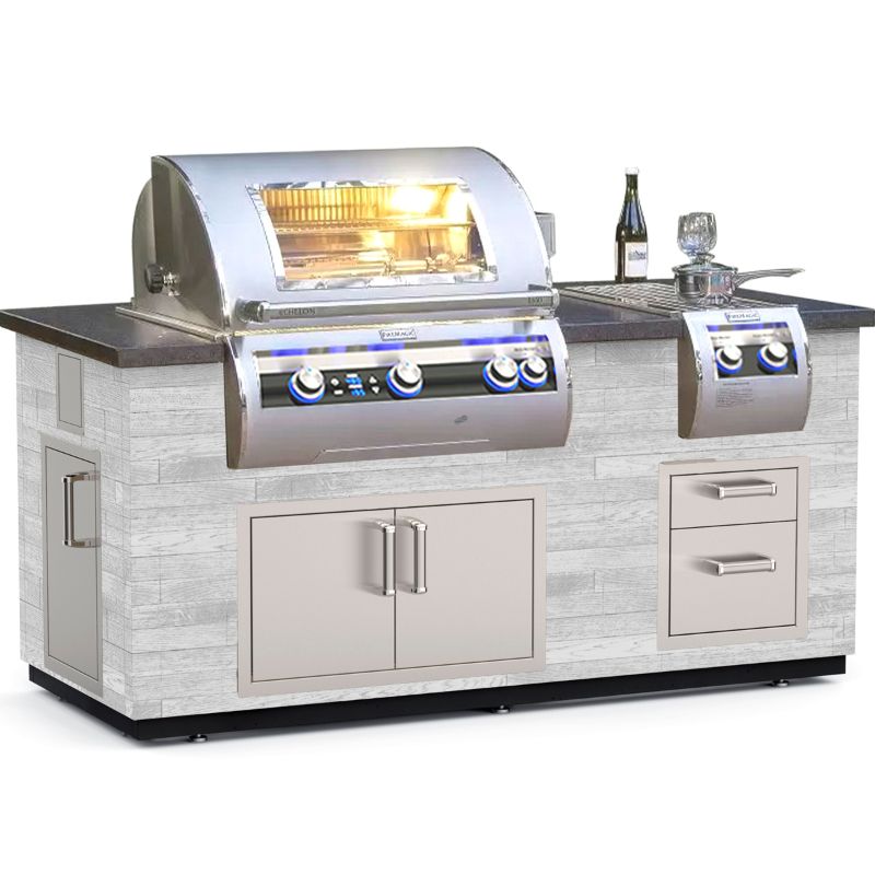 Fire Magic 77" Reclaimed Wood Outdoor Kitchen Island with Side Burner