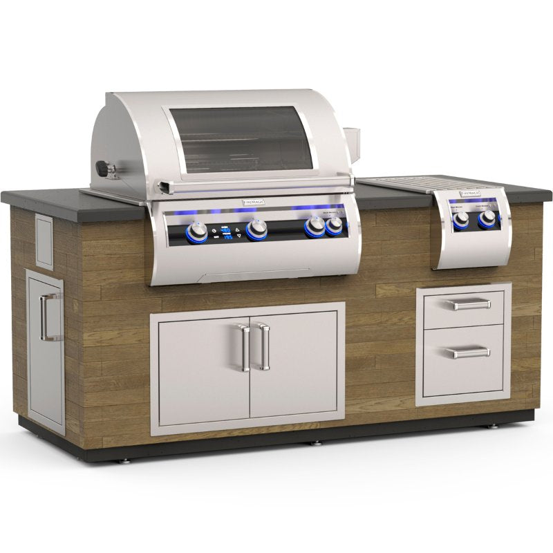 Fire Magic 77" Reclaimed Wood Outdoor Kitchen Island with Side Burner