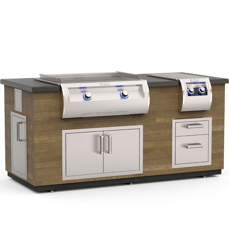 Fire Magic 77" Reclaimed Wood Outdoor Kitchen Island with Side Burner