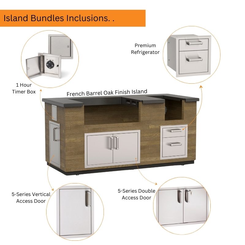 Fire Magic 77" Reclaimed Wood Outdoor Kitchen Island with Side Burner