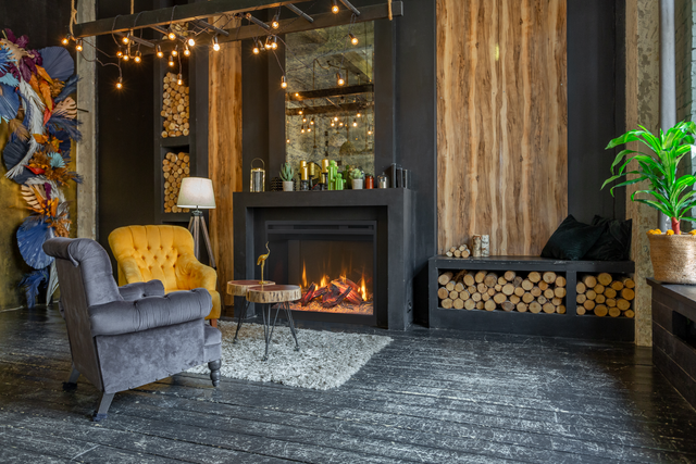 Amantii Fire & Ice RusticStone 42-Inch Built-In Electric Fireplace RS42