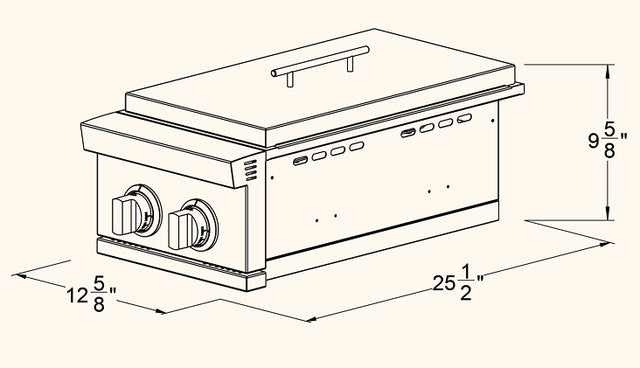 Summerset SB2L Double Side Burner - dimensions diagram