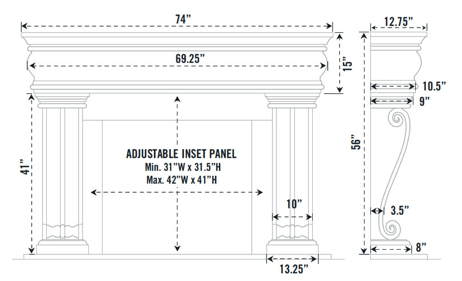 Omega Fireplace Mantel Surround (Cast Stone) 1106.536 GS