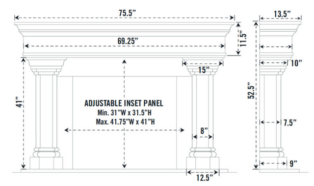 Omega Fireplace Mantel Surround (Cast Stone) 1106.555 GS