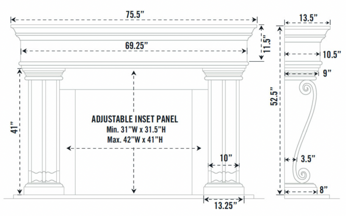 Omega Fireplace Mantel Surround (Cast Stone) 1110.536 GS