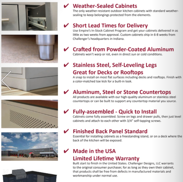 Challenger Coastal 5 Foot Outdoor Kitchen Cabinet Island with Blaze 32 Inch Gas Grill Pre-Assembled