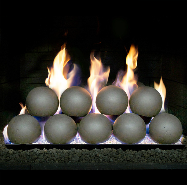 Real Fyre 5” Graystone Fyre Spheres Set with P45 ANSI Certified Pan Burners