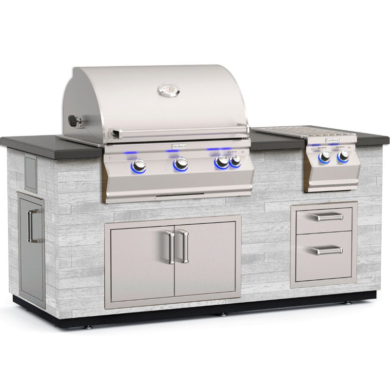 Fire Magic 77" Reclaimed Wood Outdoor Kitchen Island with Side Burner