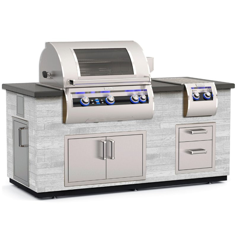 Fire Magic 77" Reclaimed Wood Outdoor Kitchen Island with Side Burner