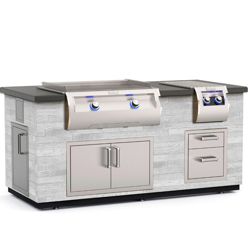 Fire Magic 77" Reclaimed Wood Outdoor Kitchen Island with Side Burner