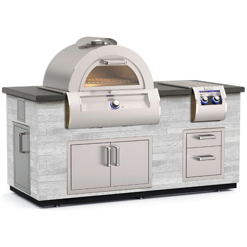 Fire Magic 77" Reclaimed Wood Outdoor Kitchen Island with Side Burner