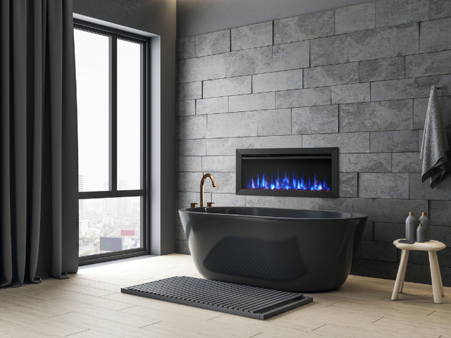 SimpliFire Allusion Slim 40 SF-ALLS40 electric fireplace, wall mounted, blue flames