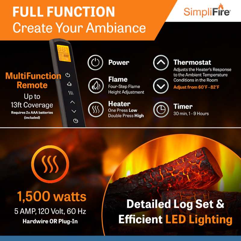 Simplifire 25" Electric Insert | SF-INS25
