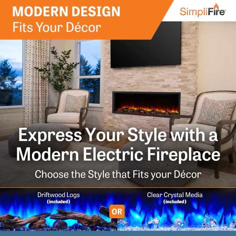 Simplifire Scion 43" Linear Electric Fireplace | SF-SCN43