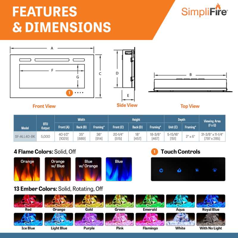 Simplifire Allusion 40" Linear Electric Fireplace | SF-ALL40-BK