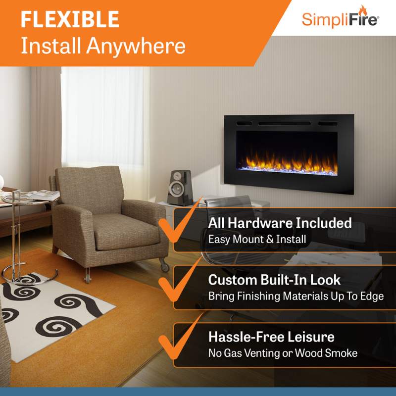 Simplifire Allusion 40" Linear Electric Fireplace | SF-ALL40-BK