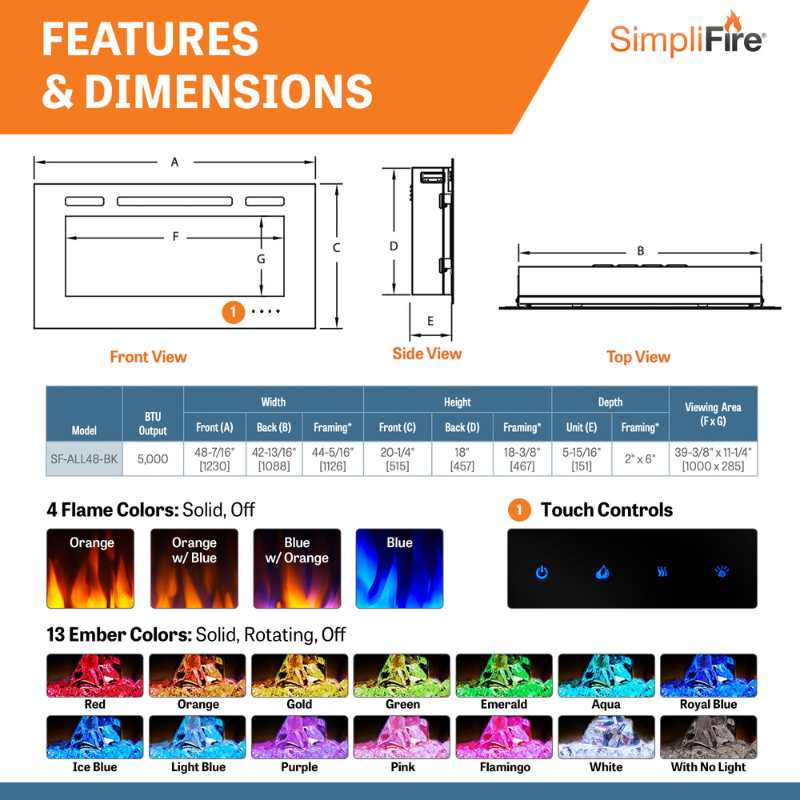 Simplifire Allusion 48" Linear Electric Fireplace | SF-ALL48-BK