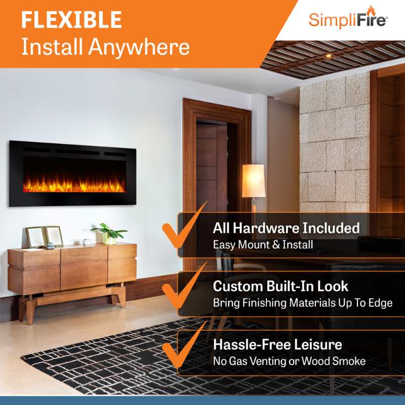 Simplifire Allusion 48" Linear Electric Fireplace | SF-ALL48-BK