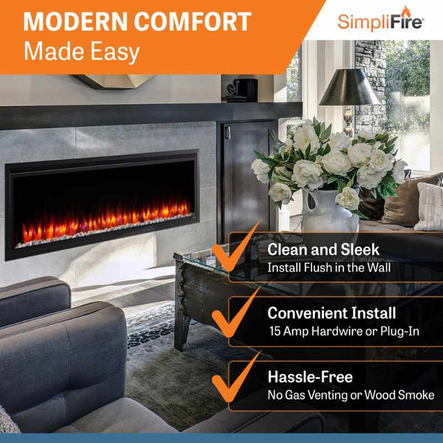 Simplifire Allusion Platinum 60" Linear Electric Fireplace | SF-ALLP60-BK