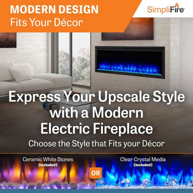 Simplifire Allusion Platinum 60" Linear Electric Fireplace | SF-ALLP60-BK