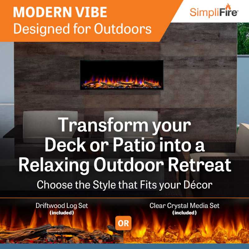 Simplifire Forum 43" Outdoor Linear Electric Fireplace | SF-OD43